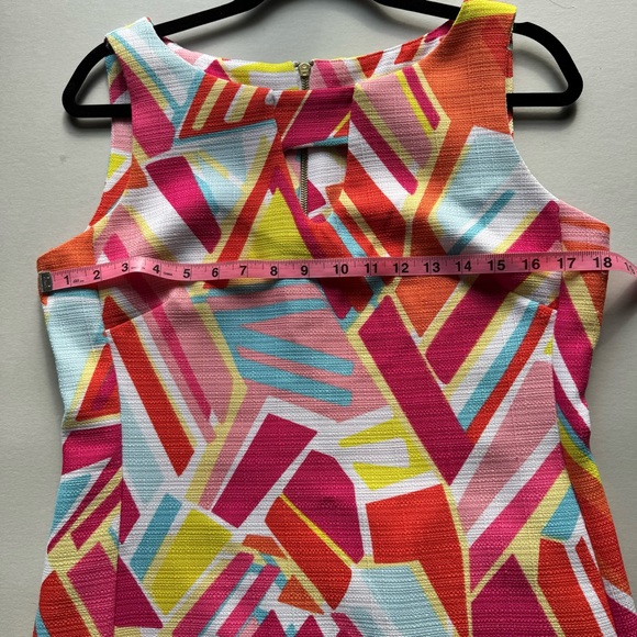 RN Studio Bright Geometric Print Dress With Key Hole Neck Line Size 10 - Picture 8 of 11